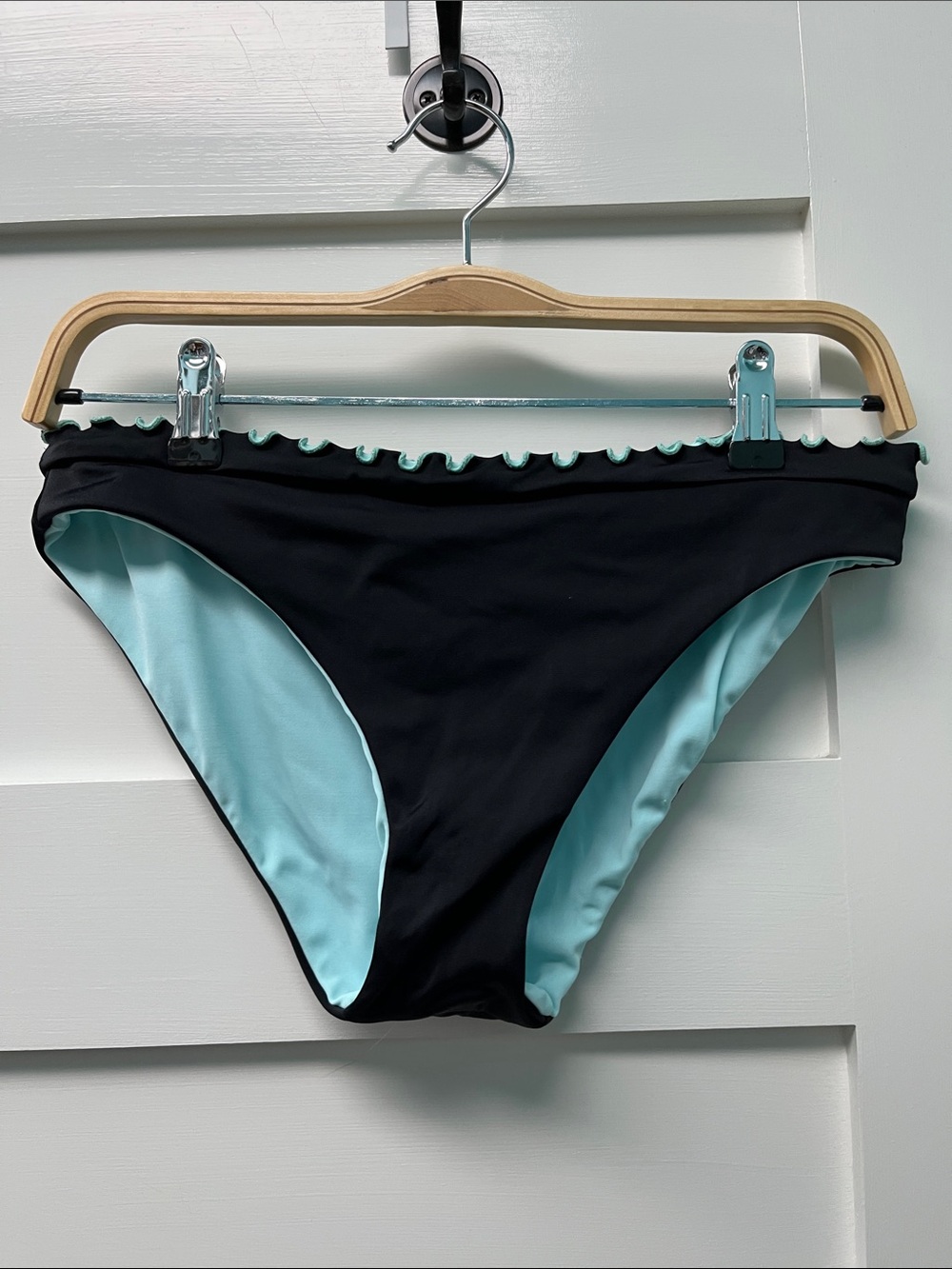 J Lo Reversible Black and Light Teal Bikini Bottoms